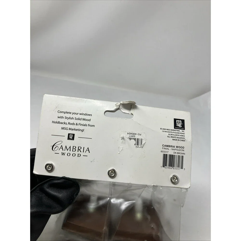 Bed Bath & Beyond set 2  Wood Tone Finials Square Screw Ends Brand New